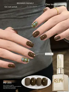 XEIJAYI  New  Chocolate-Colored Nail Gel Polish For Gel Nails Fashionable LED Glossy Finish Nails For Autumn And Winter Salon Women's Nail Art Tools Stylish Solid-Color Nail Gel Salon Solid-Color Nail Art