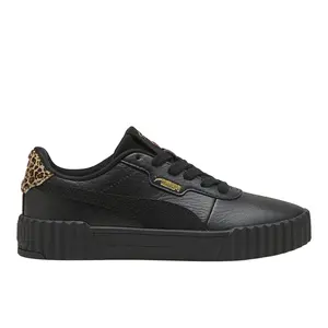 PUMA Womens Carina 3.0 Animal Flair Lace Up Sneakers Shoes Casual - Black PUMA Womens Carina 3.0 Animal Flair Lace Up Sneakers Shoes Casual - Black