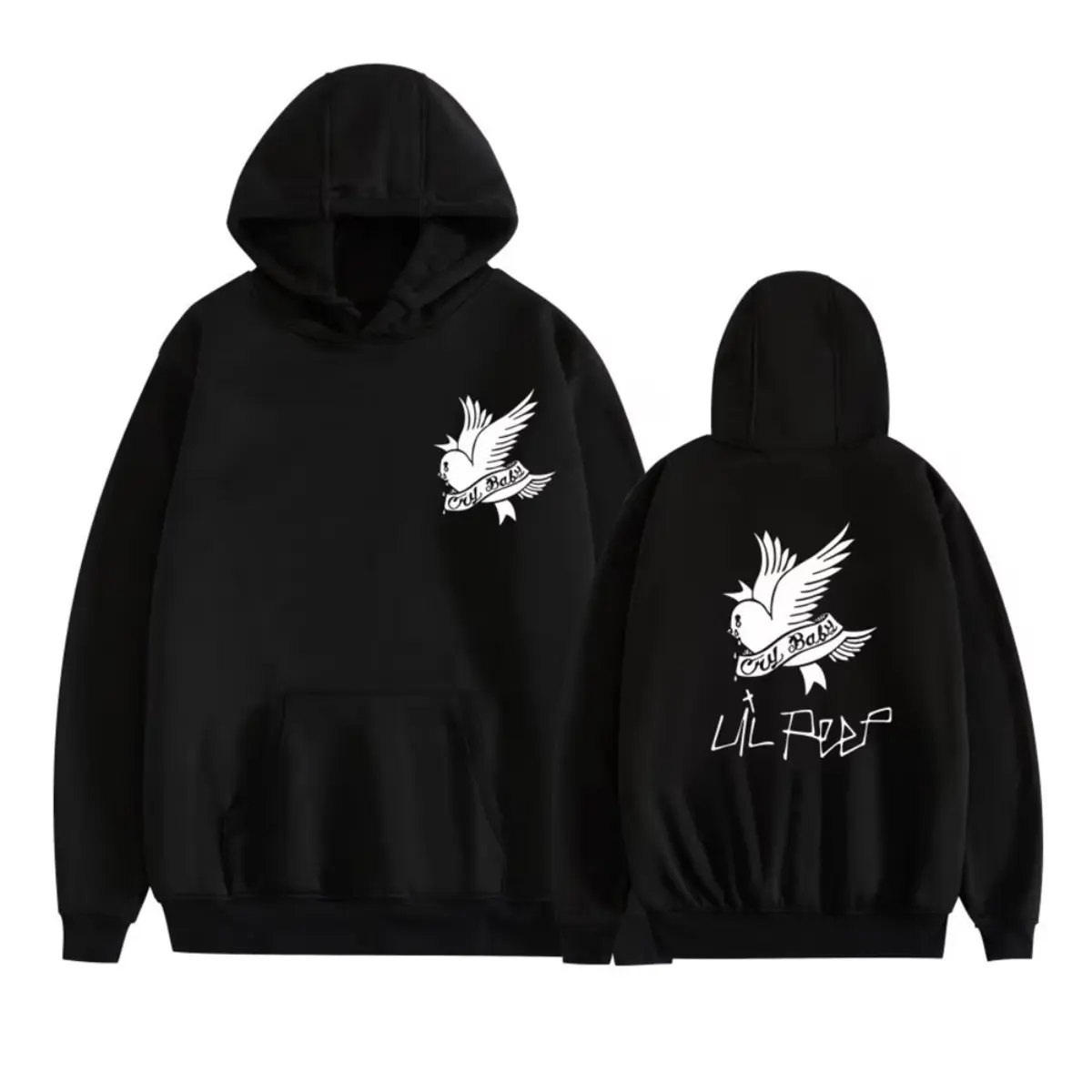 Men's Lil Peep Merch Hoodie Tops - Goth Costume, Anime Graphic Print, Casual Cotton Long-Sleeve Pullover, All Season Soft Fabric (Bonus T-Shirt Incl.), Anime Print, Plain