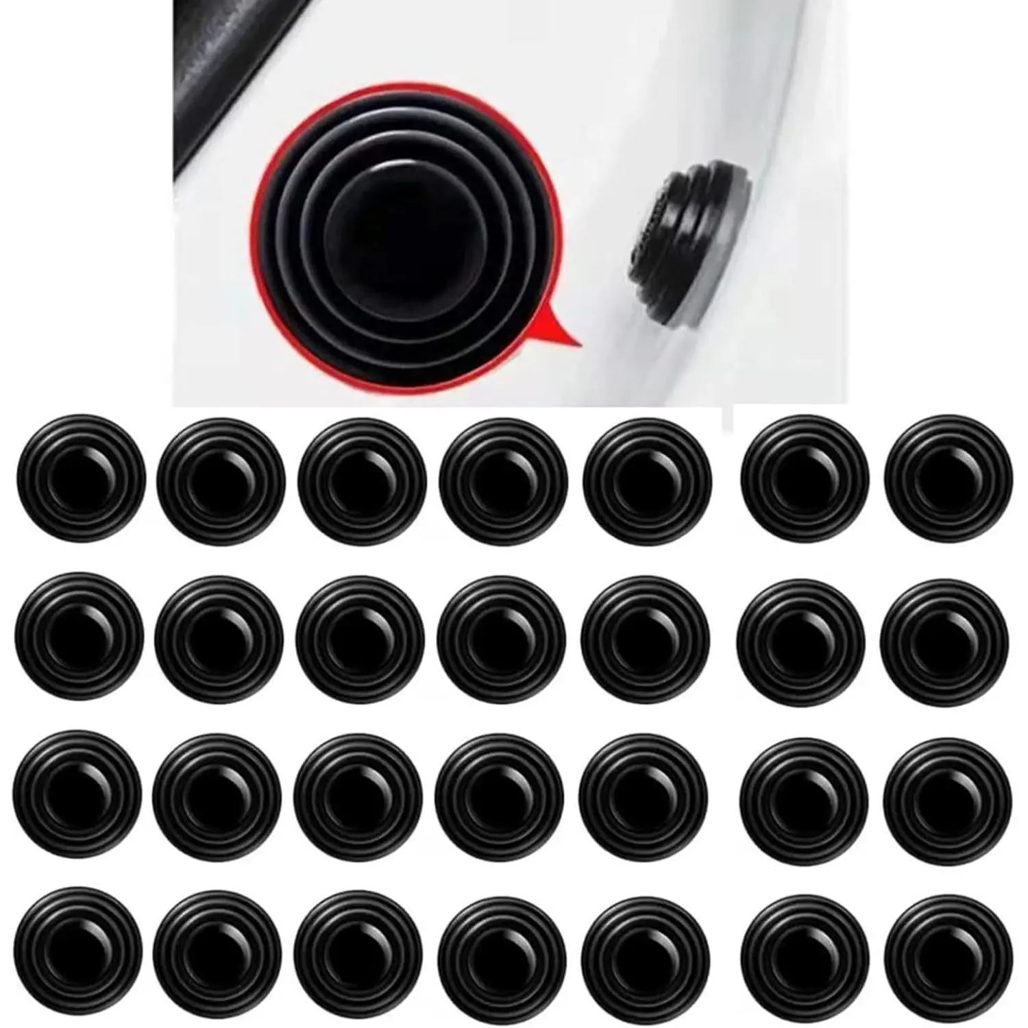 40-Pack 10mm Thick Glue-Backed Car Door Shock Absorber Bumper Cushions - Durable Anti-Collision Gaskets, Ventilated Protection, Decorative Automotive Accessory for RV, SUV with 40-Pack Coverage