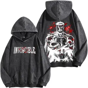 Omni-Man Washed Tee & Hoodie – Invincible Viltrumite Warrior Anime Graphic Double Printed T-Shirt, Menswear Heavy Cotton Unisex Oversize Streetwear Vintage Retro