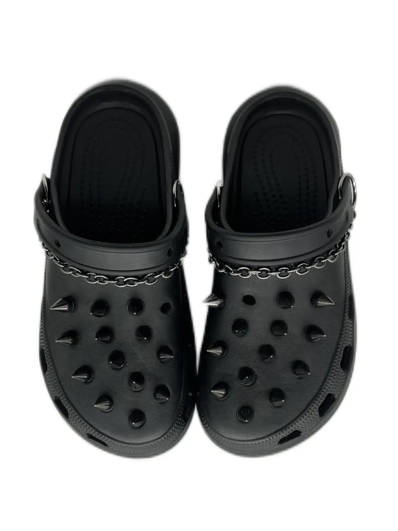 28pcs Punk Gun Spiked Rivet For Shoes, Fashionable Chain Charms For Vented Clogs DIY Shoes Decoration, Shoes Accessory