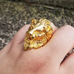 MaxBling81 Men's Stainless Steel Hip Hop Lion Head Chunky Pinky Statement Jewelry Ring - Metal-Coated Fashion Costume Accessory for Daily Wear, Sizes 8-12, Jewelry Rings