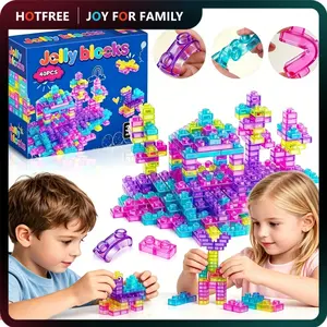 Hotfree 40 PCS Sensory Soft Building Blocks for Toddlers, Kids Montessori Squishy Jelly Blocks Stacking Toy Set, Squeezable & Stretchable Early Learning Construction Playset, Puzzle Blocks for Creative Play, Birthday Christmas Gift for Boys & Girls