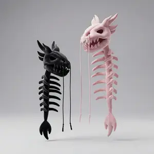 2026 Dino Bone Wearable Toy - Parent Child Matching Outfits - Ultra Soft Comfortable Stuffed Animal - Halloween Costume Idea - High Quality Full Filling - Midnight Black & Pastel Pink - 30-inch Kids & 45-inch Adults/Teens plushie