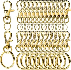 60 PCS Swivel Snap Hooks and Key Rings, Keychain Clips and Key Chain Rings, Lobster Claw Clasps for Key Chains, Jewelry, Crafts, Gold