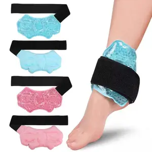 Ankle/Foot Ice Pack Wrap Reusable, Hot Cold Ice Gel Pack with Adjustable Brace for Ankles and Feet, Microwaveable, Freezable