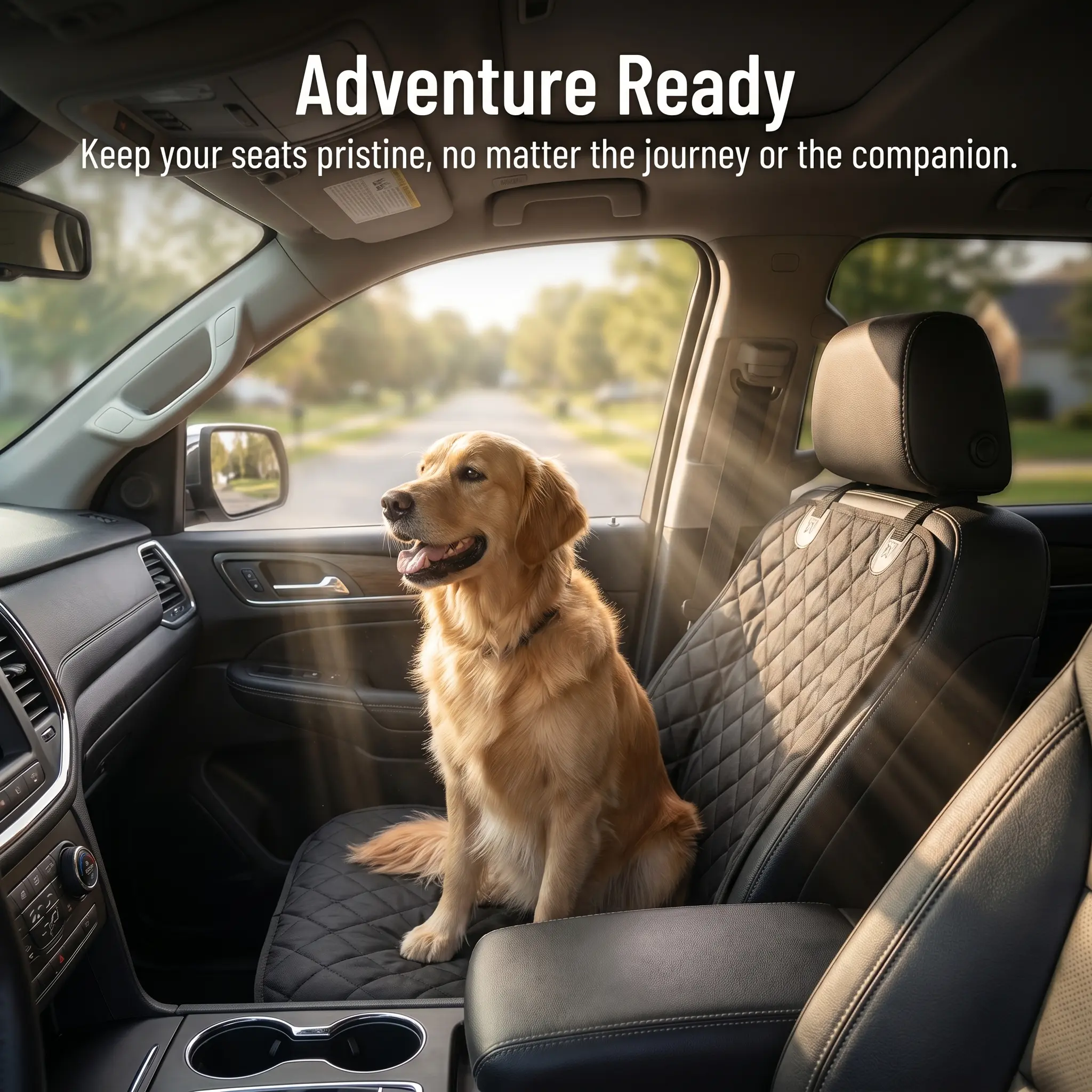 Oxford Fabric Dog Car Seat Protector - Front Seat Pet Cover for Cars, Easy-to-Clean Pet Barrier for Front Passenger Seat