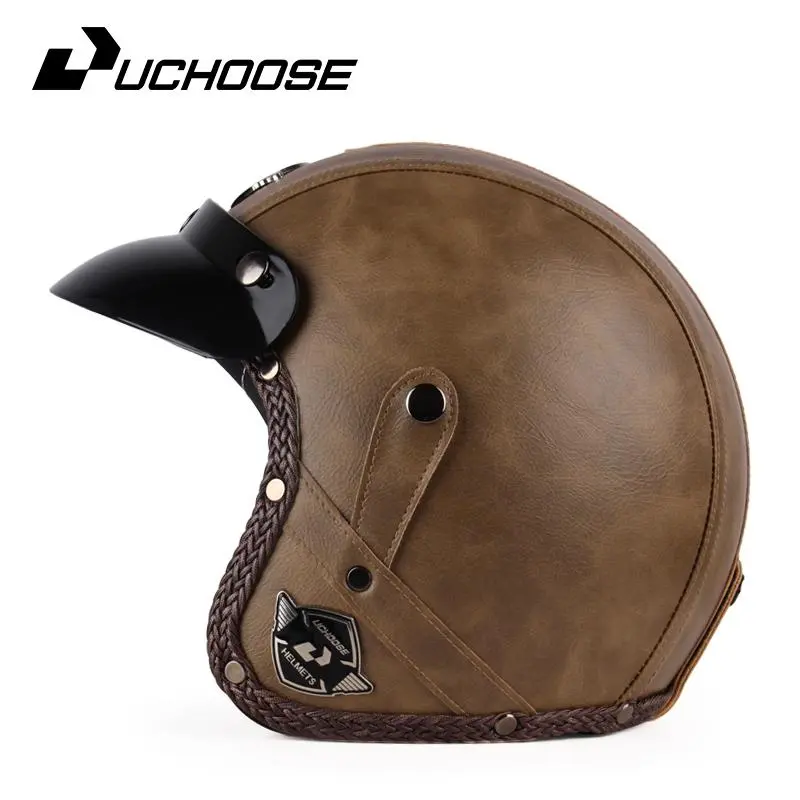 DOT Approved Safety Riding Helmet, 3/4 Motorcycle Half Helmet, Vintage Self-Adjusting Open-Face Gear for Scooters & Cruisers, Lightweight with Enhanced Ventilation