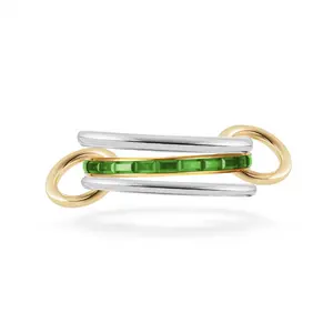 Stackable Three Row Diamond Ring 18K Gold Plated Titanium Steel Minimalist Chic Jewelry for Women