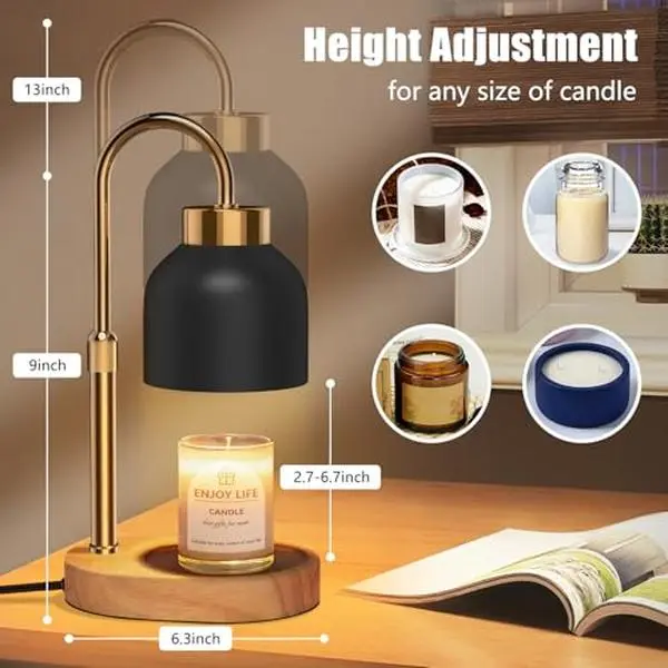 Candle Warmer Lamp with Dimmer Adjustable Height, 2/4/8H Timer,Vintage Home Decor for Scented Jar Candle Warmer Lamp with Dimmer Adjustable Height, 2/4/8H Timer,Vintage Home Decor for Scented Jar