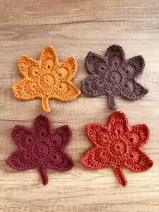 Loppy Puff - Crochet Maple Leaf Coaster: Fall Decor