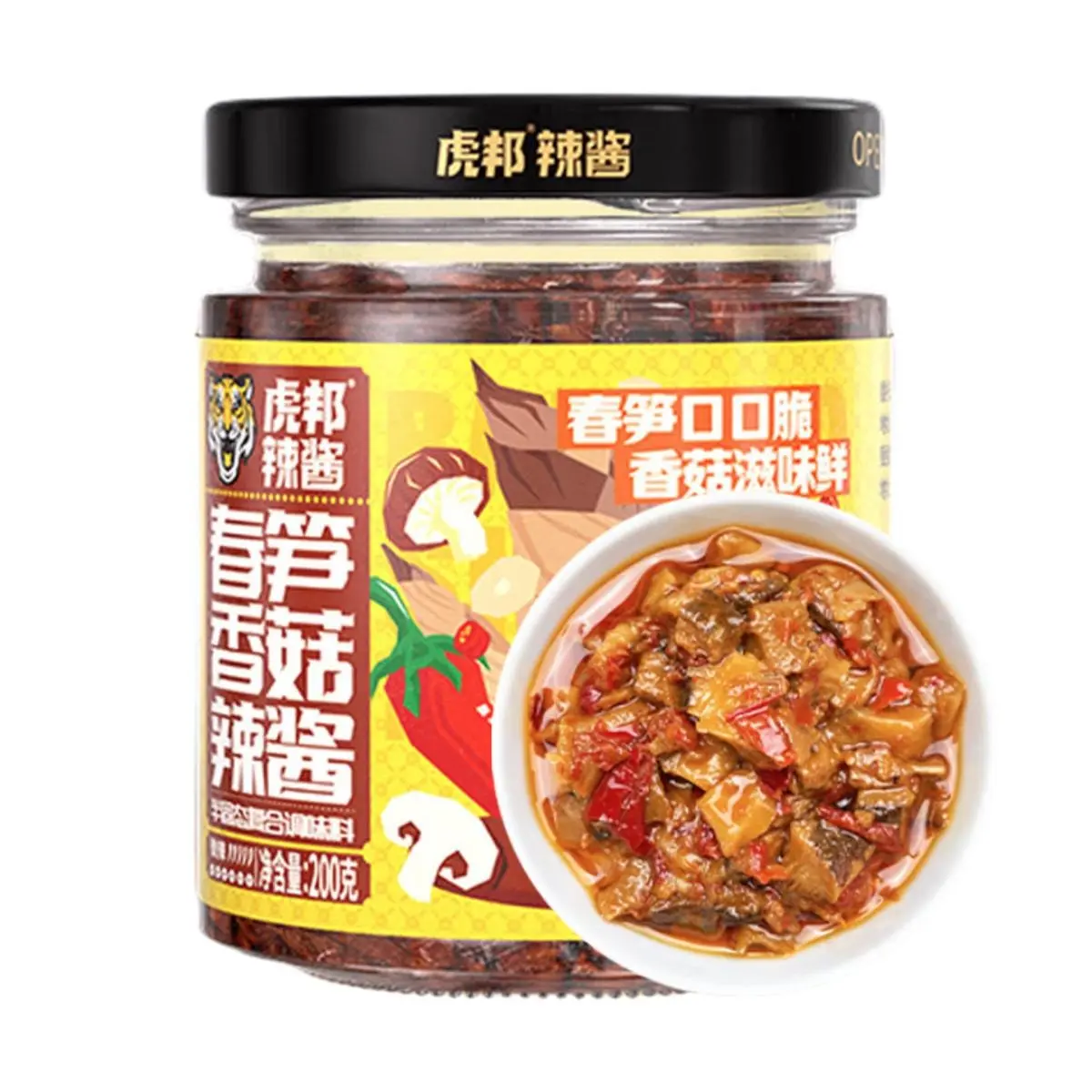 Tiger Bang Spicy Mushroom Bamboo Shoot Sauce - 200g | Savory Stir-Fry Condiment for Rice, Noodles & Cooking