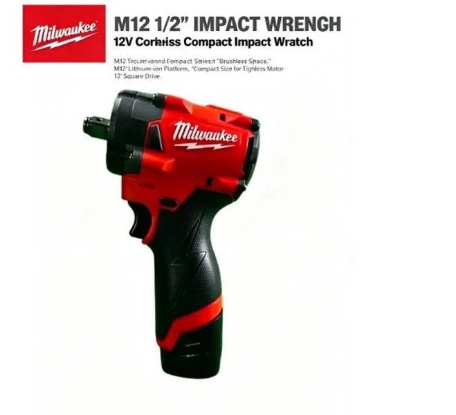 Milwaukee M12 FUEL Compact 1/2 in Impact Wrench, 12V Brushless -State Motor, Adjustable Torque Setting, Storage Case & Fastener Accessories Included, Ideal for Mechanical Disassembly & Workshop Work kit tools power electric fastening products