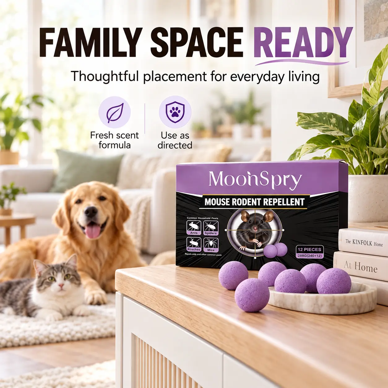 Mouse Rodent Repellent Balls, Scent-Based Rodent Deterrent for Indoor & Outdoor Use, Easy Placement for Home, Garage, Kitchen, Basement & Vehicle