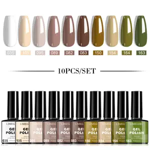 LIMEGIRL 10 PCS*8ML 10 Color Set Series New Nail Art Macaron Color Avocado Green and Other Nail Gel 10 Color Set High Saturation Nail Polish Glossy and Bright Fashion Led Gel Firm Salon Quality Nail Art DIY Female Holiday Gift