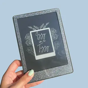Holographic Glitter Kindle Skin- Glittery Holographic Silver Kindle Decal, Kindle Paperwhite Glitter Skin, Silver Holographic Kindle Skin, Sparkly Kindle Decal