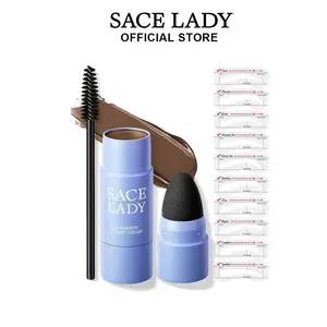 SACE LADY Eyebrow Stamp Kit, Brow Stencil Easy to use & Natural Looking, Pigmented Long Lasting Eye Brow Cream with Brush and 10 Reusable Eye Stencils