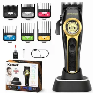Kemei Km-2373 Professional Magnetic Men's Hair Clipper, Wireless Beard Trimmer, USB Charging, Vector Motor, Base Included, Men's Gift