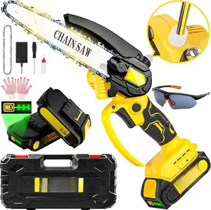 Cordless Mini Chainsaw 6 Inch, Auto Oiler &Tool-Box, One-Hand Handheld Electric Portable Chainsaw, Super Power Small Chain Saws 2x2000mAh  Operated, Hand  for Tree   Ranger