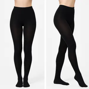 Citystl Women's High Waist Comfort 2 Pairs 80D Opaque Black/Nude Tights Plus Size Tummy Compression Control Top Soft Stretchy Microfiber Reinforced Toes Casual Womenswear  Basic Minimalist Day