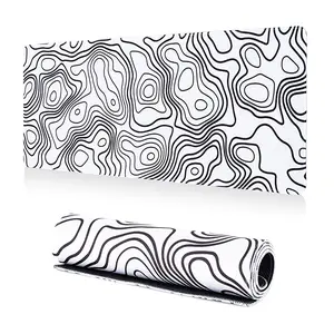 Topographic Map Waterproof Mouse Pad - Extended Contour Mouse Mat for Home and Office, Large Gaming Mousepad Laptop Keyboard Mat with Anti-Slip Rubber Base, Stitched Edges