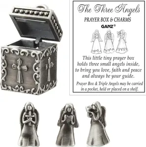 Angel Prayer Box Trinket - Triple Angels Charm Pewter