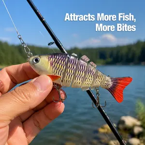 6 Segments Multi-Jointed Minnow Lures 10cm 16g, ABS Hard Bait with 3D Realistic Eyes, Ultra Sharp Anti-Rust BKK Treble Hooks, Lifelike Swimming Action Easy Long Cast, Ideal for Bass Trout Walleye Freshwater Saltwater Fishing fishhooks