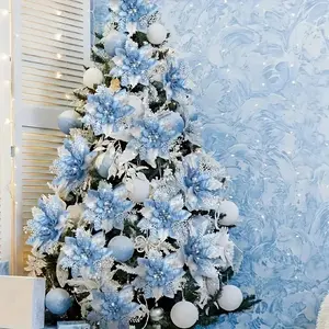 30pcs Artificial Poinsettia Flower Decoration, Perfect for Holiday Season, Durable Fake Plant Ornament for Indoor Outdoor Use, Outdoor Faux Plants