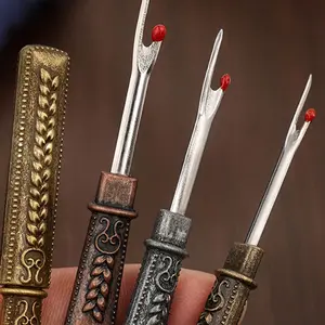 High-Quality Embroidery Seam Ripper Tool Set, Comfortable Handle, Vintage Design, Handmade Clothes De-Threader, Sewing Aid Kit, Sewing Tools