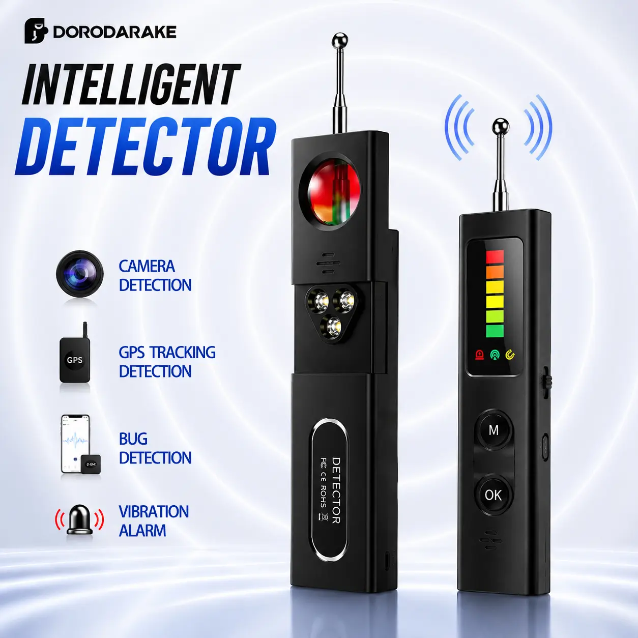 Hidden Camera Detector, GPS Tracker Detector, RF Signal Scanner, Portable Signal Detection Device for Hotel, Airbnb, Office, Home, Car and Travel, Privacy Protection, Wireless Signal Finder, Camera Detection, Personal Security Device