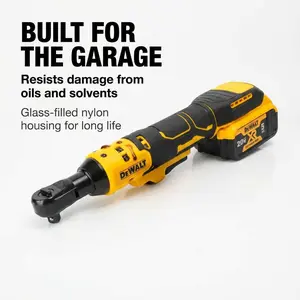 DEWALT DCF512 Brushless Motor Cordless Power Ratchet - 18VXR, 1/2 Inch Drive, 1.1kg, 360mm, Universal Battery Platform, Variable Speed Trigger, Working Light, Oil-Resistant Housing for Garage Maintenance, Mechanical Inspection