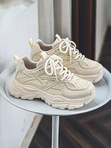 Men's Breathable Mesh Casual Shoes, Fashionable Casual Sneakers, Comfortable Thick Sole Non-Slip Sneakers, Height Increasing Sporty Dad Style Trainers, Thick Soled Sneakers
