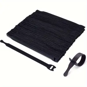 200pcs Black Reusable Cable Ties with Hook and Loop - 8"x0.5" Slim Wire Cord Organizers, Cable Management System for Home, Office, and Data Centers