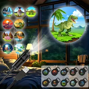 USB Dinosaur Projection Lamp, LED Night Light, 360° Adjustable, Color Changing Design, Room Decoration, Computer Accessories, USB Lamp