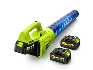 Leaf Blower Cordless, 21V Powerful Electric Leaf Blower with 2 * 4.0Ah Batteries & Fast Charger, 2-Speed Power Settings, Battery Powered Blowers for Lawn Care, Yard, Lawn, Patio, Dust, Blows Leaves