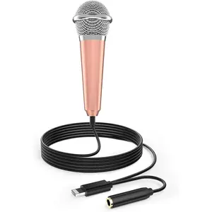 Mini Microphone for  iPad Small ASMR  Microphone for  Video Recording Singing, Vlogging, Podcasting YouTube (1 PCS Rose Golden)