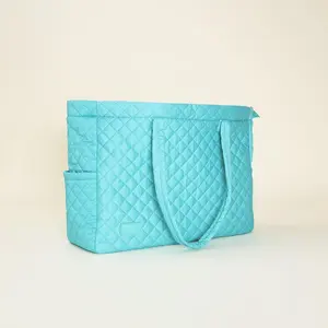 Signature Teal Quilted Tote Bag