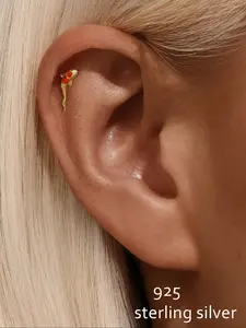 Women's Fashion Oil Drop Koi Fish Stud Earrings, Elegant Minimalist Earrings 925 Silver Color Piercing Jewelry Studs Earrings for Daily Wear & Party Accessories