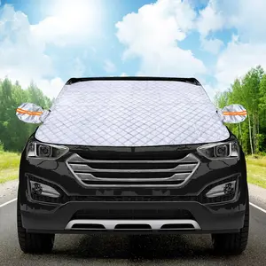 Car Magnetic Windshield Snow Cover, 4-Layers Waterproof Windproof Protection,Snow,Ice,Sun,Frost Defense, Universal for SUV, Truck, Sedan, Van (Silver)