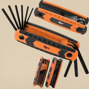 Compact Hex Key Set - SAE & Metric Color-Coded Wrenches - 17-Piece Folding Allen Tool for Bikes, DIY, Archery - Size Markings for Easy Identification - Durable & Portable Multi-Purpose Kit wrench kit filter  wrench