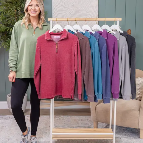 Lived In 1/4 Zip Garment Washed Pullover by DD Design | S-3XL