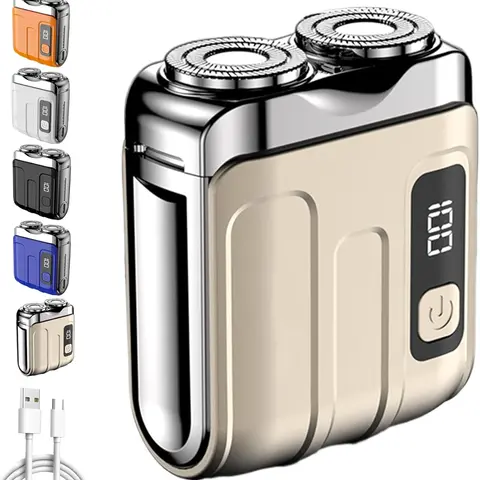 Mini Electric Beard Shaver for Travellers - Compact Size, Easy to Carry, Double-Ring Magnetic Head, 1-Button Operation, Waterproof Wet & Dry Dual-Use, Comfortable Daily Care, Quick Rinse, USB Rechargeable
