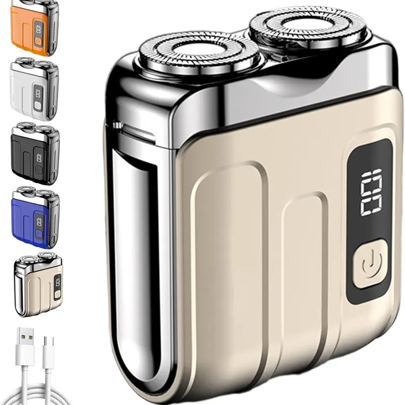 Mini Electric Beard Shaver for Travellers - Compact Size, Easy to Carry, Double-Ring Magnetic Head, 1-Button Operation, Waterproof Wet & Dry Dual-Use, Comfortable Daily Care, Quick Rinse, USB Rechargeable