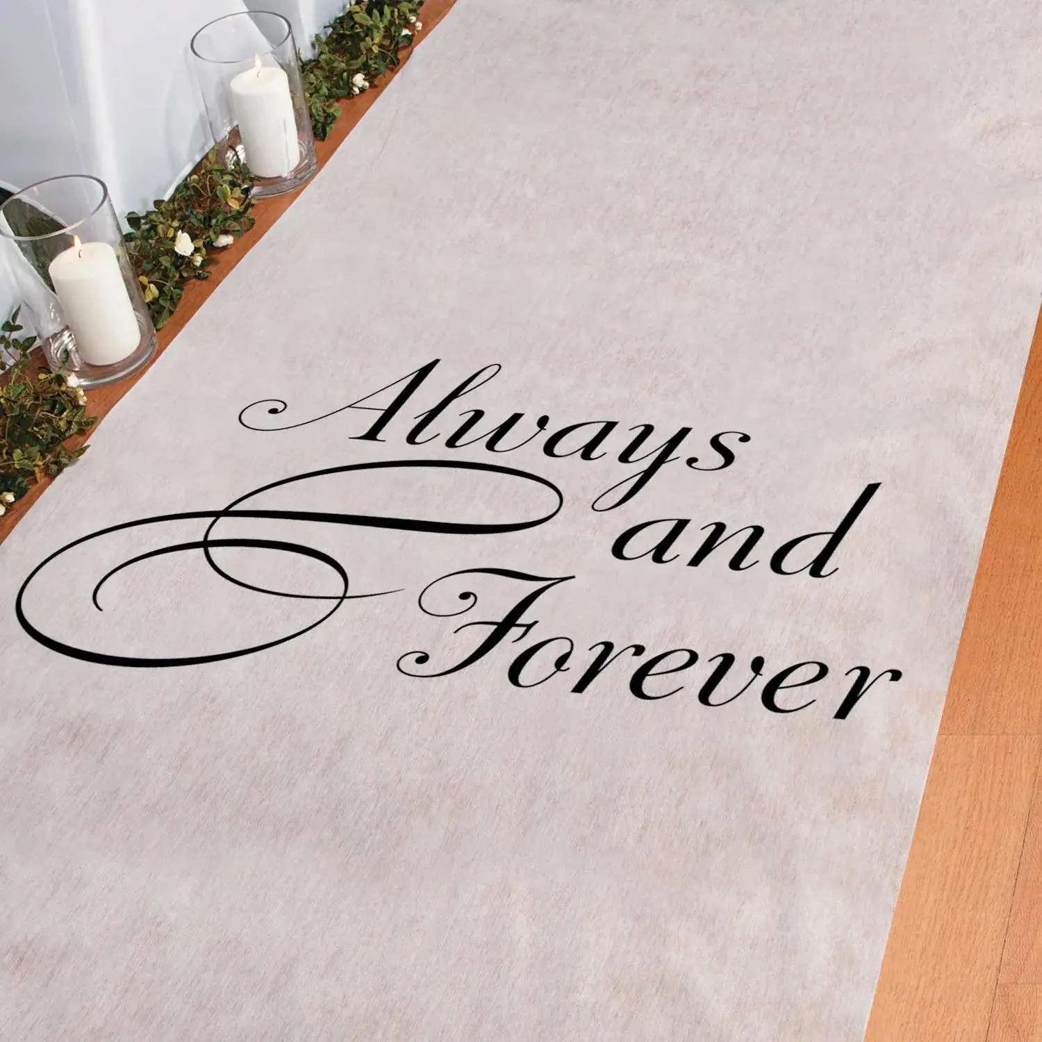 Linen-Polyester Non-Woven Fabric Wedding Aisle Runner, 3 Ft x 100 Ft Rectangle with Calligraphy Print & Chic Look Love Message, Linen Decorations for Ceremony, Festive Party Home Supplies
