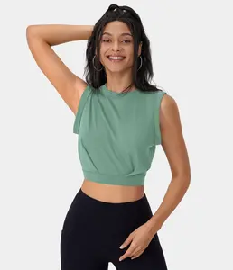 Halara Crew Neck Sleeveless Cropped Yoga Tank Top