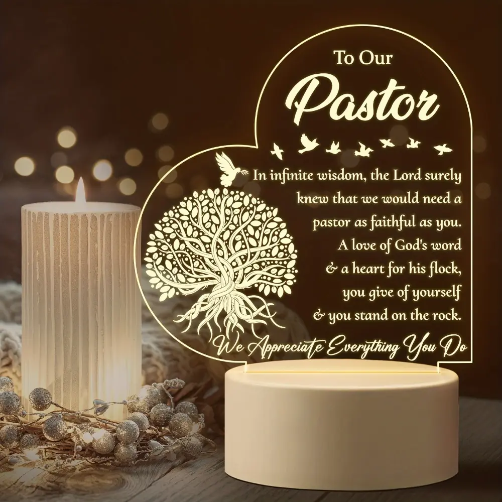Engraved Acrylic Lighted Decorative Night Light - Women's Pastor Appreciation Gift, Religious Christian Tabletop Thank You Gift for Anniversary, Christmas, Lighted Decorative Lights