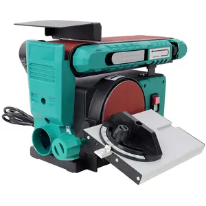 Benchtop Belt and Disc Sander 120V/60Hz 4x36 in. Belt & 6 in. Disc Sander Green Two-in-One Design Adjustable Belt Tilt Intuitive Tension Release Beveling Capability for Woodworking Metalworking & Plastic Fabrication