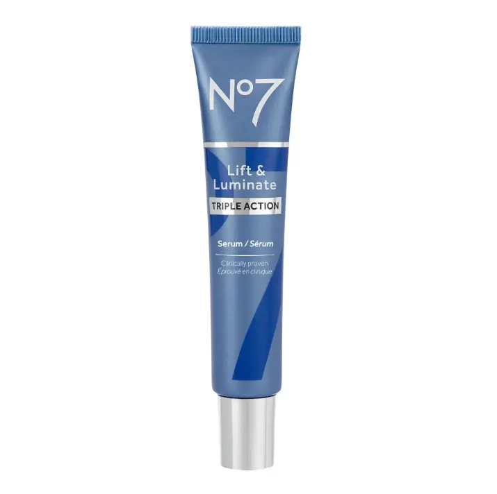 No7 Lift & Luminate Triple Action Face Serum with Collagen Peptides & Vitamins, Anti Aging, 1.69 oz