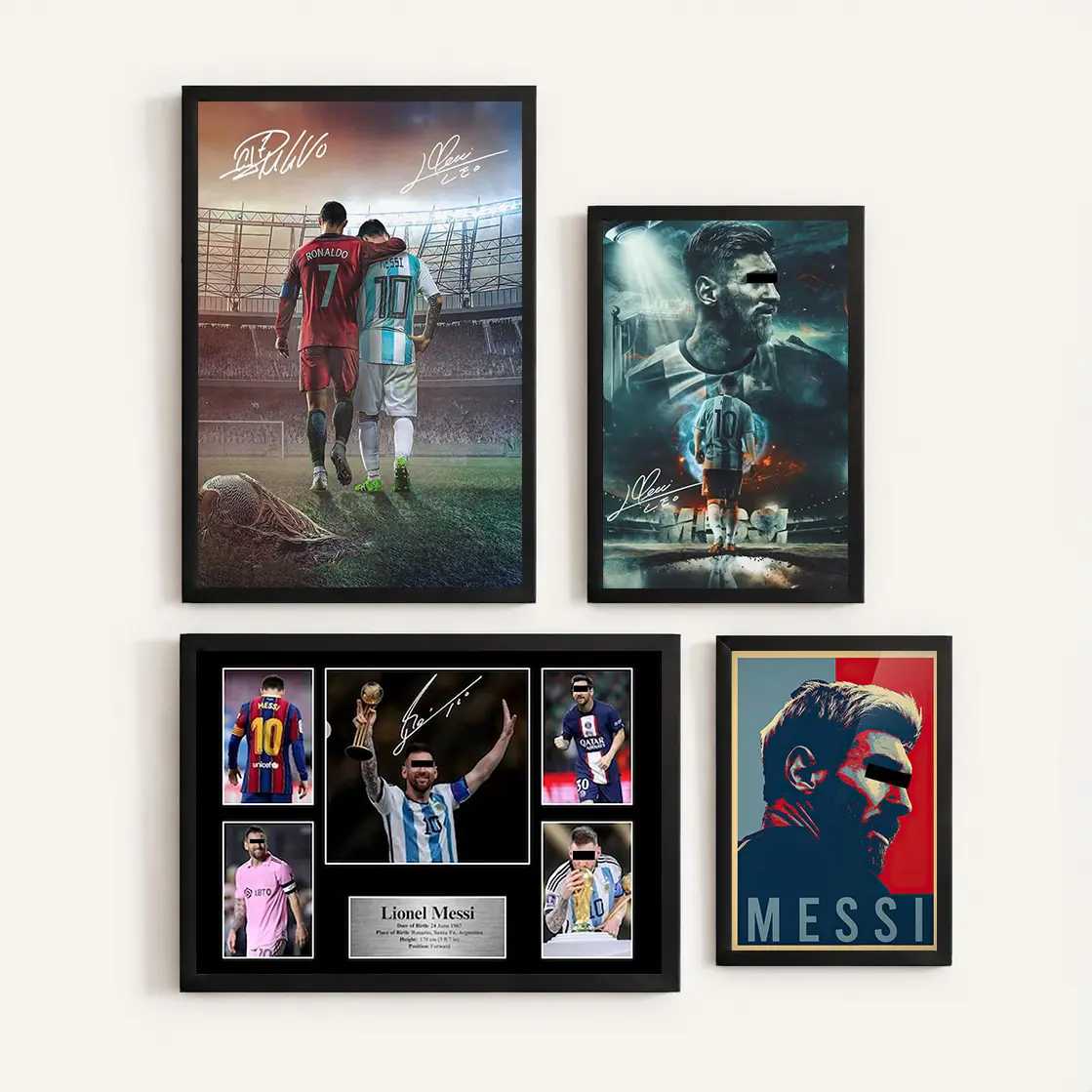 Lionel Messi Wood Frame Canvas Print Poster - Home Decor for Boy Room, Office, Living Room Wall Decoration, Artistic